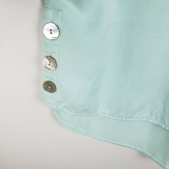 Soft Surroundings Fairmont Tunic Aqua Tencel V-Neck Button Trim Size Small - Picture 5 of 10